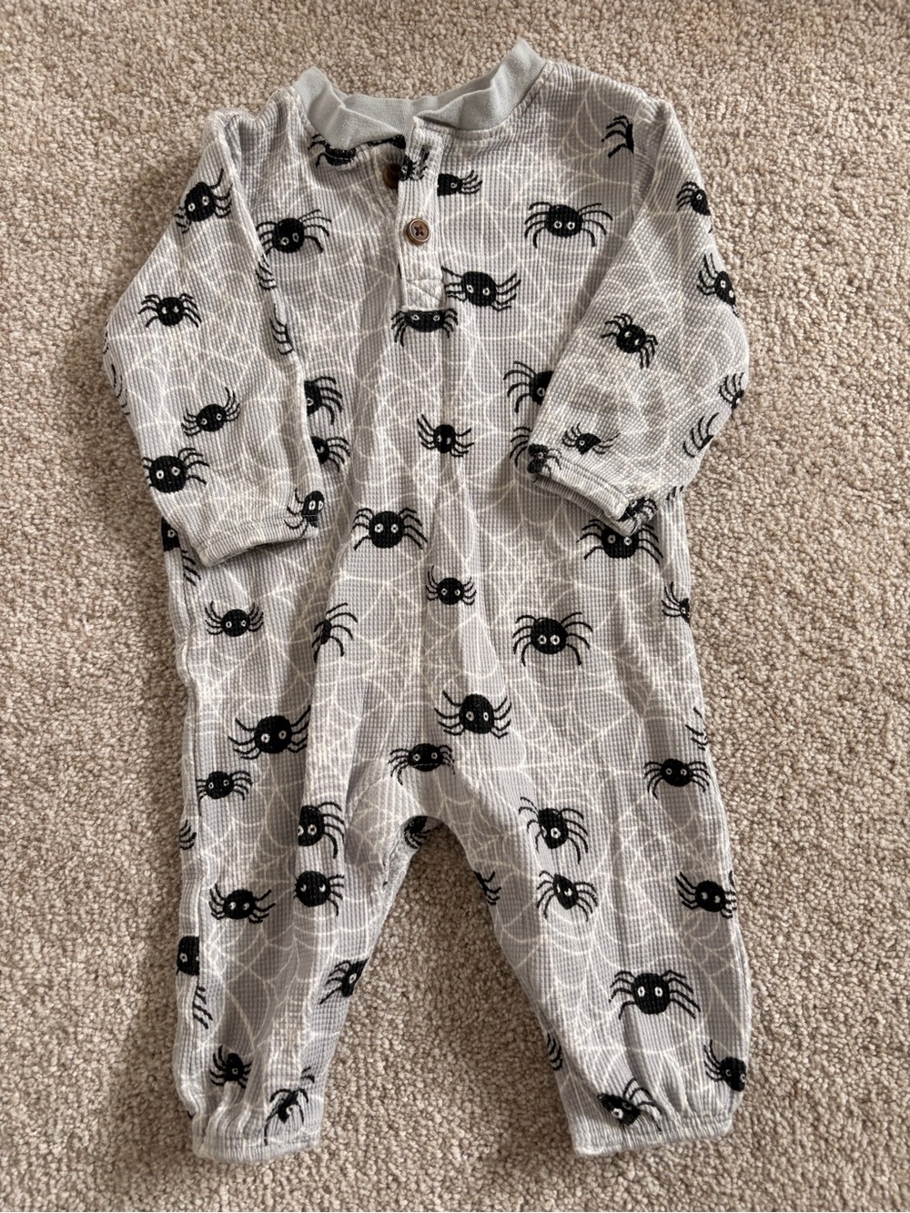 Old Navy Gray Spider-Print Long-Sleeve One-Piece